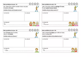 Aperçu - Feuilles d'exercices - Un problème mathématiques chaque jour en CP - Page 3