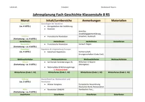 Vorschau - Lehrpläne/Lehrermaterial - Jahresplanung Geschichte Klassenstufe 8 RS BY - Seite 1