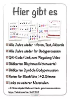 Vorschau - Präsentationen/Tafelbilder - Musik Weihnachten Alle Jahre wieder Bodypercussion Noten Text Musik Grundschule - Seite 1