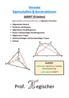 Vorschau - Unterrichtsreihen - SKRIPT: Vierecke - Eigenschaften und Konstruktionen (mit Lösungen & PowerPoint)) - Deckblatt