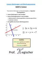 Vorschau - Unterrichtsreihen - SKRIPT: Lineare Gleichungen und Gleichungssysteme (mit Lösungen & PowerPoint) - Deckblatt