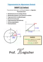 Vorschau - Unterrichtsreihen - SKRIPT: Trigonometrie im allgemeinen Dreieck (mit Lösungen & PowerPoint) - Deckblatt