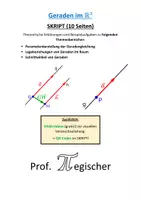 Vorschau - Unterrichtsreihen - SKRIPT: Geraden im R³ - Theorie & Beispiele (mit Lösungen & PowerPoint) - Deckblatt