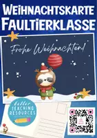 Vorschau - Mal- und Bastelvorlagen - Postkarte Weihnachten Faultierklasse - Deckblatt
