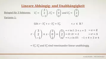 Vorschau - Präsentationen/Tafelbilder - Tafelbilder - Lineare Abhängig- und Unabhängigkeit - Seite 2