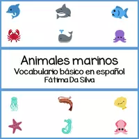 Vista previa - Hojas de trabajo - Sea animals in Spanish for Preschool and 1st. Grade-Animales marinos en español - Portada