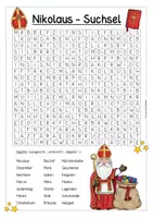 Vorschau - Arbeitsblätter - Nikolaus - Suchsel (Buchstabengitter) - Deckblatt
