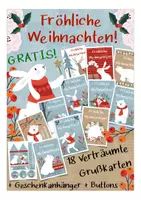 Vista previa - Manualidades / Dibujos para colorear - Postkarten Weihnachten Deutsch kostenlos Alemán gratis - Portada