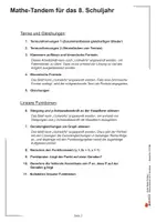 Vorschau - Unterrichtsreihen - Kohls Mathe-Tandem Klasse 8 – Partnerrechnen im 8. Schuljahr | Mathematik, Sekundarstufe I, Klasse 8 | Terme, Gleichungen, Lineare Funktionen, Binomische Formeln, Partnerarbeit, Lösungen - Seite 2