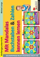 Vorschau - Arbeitsblätter - Mit Mandalas Buchstaben und Zahlen kennenlernen | Vorschule, Kindergarten, Grundschule, Klasse 1–2 | ABC, Alphabet, Zahlenraum 20, Feinmotorik, Anfangsunterricht, Kopiervorlagen, 180 Mandalas - Deckblatt