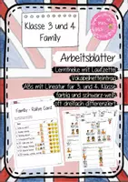 Vorschau - Stundenentwürfe - Englisch - Vokabeleinführung Family: Arbeitsblätter, Lerntheke mit Rallye Card (3. / 4. Klasse) - Deckblatt