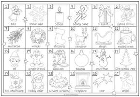 Vorschau - Arbeitsblätter - Adventskalender zum Ausmalen (Englisch) - Seite 1