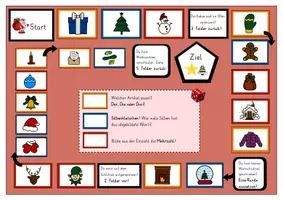 Vorschau - Spiele - Weihnachtliches Brettspiel DEU- Artikel, Mehrzahl, Silben - Deckblatt