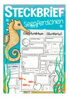 Vista previa - Hojas de trabajo - Steckbrief Deutsch / Alemán Seepferdchen - Portada