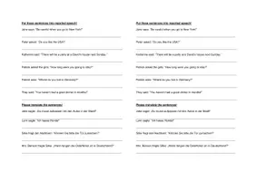 Vorschau - Klassenarbeiten - English Reported Speech Umformulieren und Übersetzung - Deckblatt