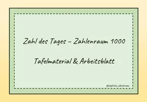 Vorschau - Arbeitsblätter - Zahl des Tages - Zahlenraum 1000 - Deckblatt