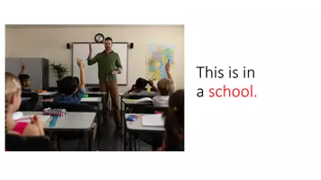 Vista previa - Decoración del aula - At school - vocabulary introduction and exercise Powerpoint/pdf - página 1