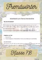 Vorschau - Arbeitsblätter - Arbeitsblatt Fremdwörter Kl. 7/8 (kostenlos) - Deckblatt