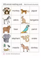 Aperçu - Jeux - ZOO animals English matching cards Anglais - Page 1