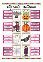 Aperçu - Apprentissages en autonomie - Halloween English Anglais clip cards - Page 1
