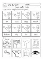 Aperçu - Feuilles d'exercices - body parts English Cut & Glue Anglais - Page 3