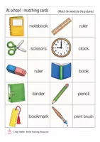 Aperçu - Jeux - school things matching cards English Anglais - Page 1