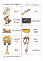Aperçu - Jeux - school things matching cards English Anglais - Page 2