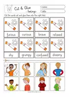 Aperçu - Feuilles d'exercices - feelings and emotions English Cut & Glue worksheets - Page 2