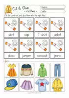 Aperçu - Feuilles d'exercices - clothes cut & glue worksheets English Anglais - Page 2