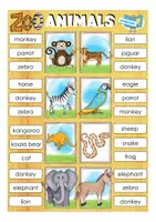 Aperçu - Cartes d'exercices - Zoo animals English Anglais clip cards - Page 2