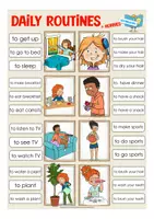 Aperçu - Cartes d'exercices - daily routines / hobbies English Anglais clip cards - Page 3