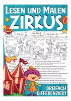 Aperçu - Feuilles d'exercices - Lesen und Malen Zirkus Deutsch - Page de couverture