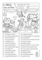 Aperçu - Feuilles d'exercices - Lesen und Malen Zirkus Deutsch - Page 2