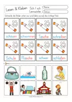 Aperçu - Feuilles d'exercices - Lesen und Kleben - Lernwörter mit Sch / sch - Page 2