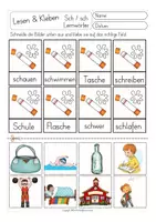 Aperçu - Feuilles d'exercices - Lesen und Kleben - Lernwörter mit Sch / sch - Page 3