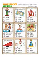 Aperçu - Cartes d'exercices - Allemand Sag es nicht! Zirkus Wortschatz Spiel Deutsch - Page 1