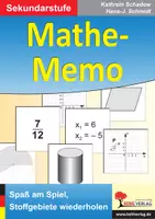 Vorschau - Arbeitsblätter - Mathe-Memo | Mathematik Sekundarstufe I Klasse 5-10 | Bruchrechnen, Dezimalbrüche, Geometrie, lineare Funktionen, Lernspiel, Vertretungsstunden, Kopiervorlagen, Lösungen - Deckblatt