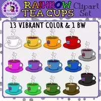 Vista previa - Elementos para la creación de materiales - Rainbow Cup of Tea Clipart Set - Portada