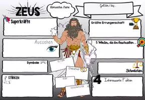Vorschau - Arbeitsblätter - Griechische Götter Steckbriefe - Sketchnote-Style - Seite 1