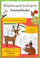 Vorschau - Mal- und Bastelvorlagen - Ausmalbilder Weihnachtstiere - Deckblatt