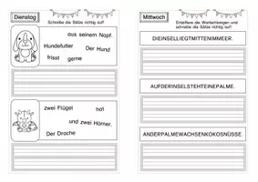 Vorschau - Arbeitsblätter - Wochenhausaufgabe Sätze zusammensetzen und schreiben - Seite 3