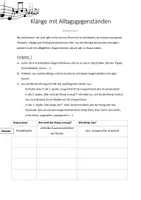 Vorschau - Arbeitsblätter - Klänge mit Alltagsgegenständen - Deckblatt