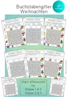 Vorschau - Arbeitsblätter - Buchstabengitter WEIHNACHTEN Suchsel 2fach differenziert - Deckblatt