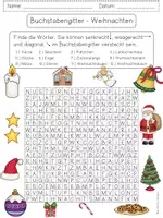 Vorschau - Arbeitsblätter - Buchstabengitter WEIHNACHTEN Suchsel 2fach differenziert - Seite 1