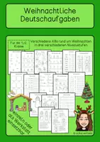 Vorschau - Arbeitsblätter - Weihnachtliche Deutschaufgaben Klasse 1/2 - Deckblatt