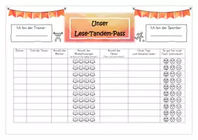 Vorschau - Arbeitsblätter - Unser Lese-Tandem-Pass (ein Lese-Pass zum Trainieren der Leseflüssigkeit) - Seite 1