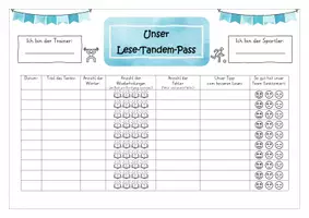 Vorschau - Arbeitsblätter - Unser Lese-Tandem-Pass (ein Lese-Pass zum Trainieren der Leseflüssigkeit) - Seite 2
