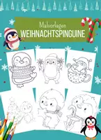 Vorschau - Mal- und Bastelvorlagen - Weihnachten Pinguine Ausmalbilder/Malvorlagen - Feinmotorik - Deckblatt