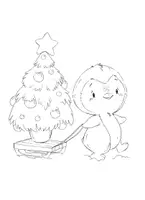 Vorschau - Mal- und Bastelvorlagen - Weihnachten Pinguine Ausmalbilder/Malvorlagen - Feinmotorik - Seite 1
