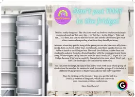 Vista previa - Unidades / Secuencias / Situaciones de Aprendizaje - Don't put THAT in the fridge - Food - Genially + Printable Game - página 1